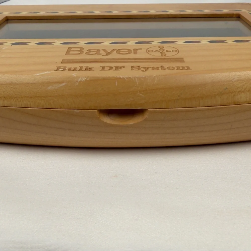 VTG Bayer Pharmaceutical Advertising Desk Display Wood Pen Holder Promo